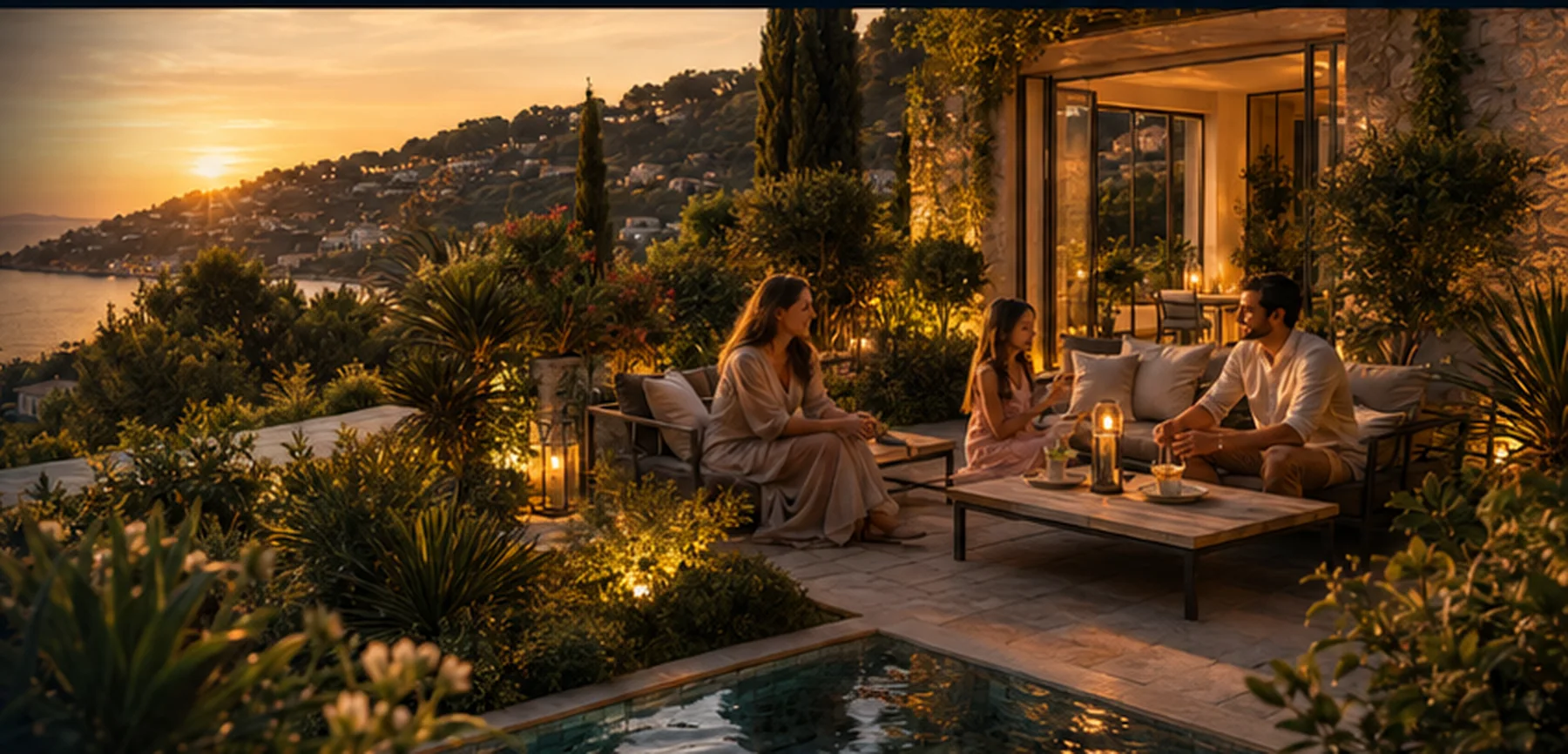 Une terrasse méditerranéenne en soirée — visuel d’illustration